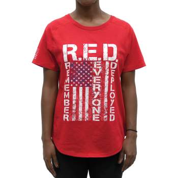 Womens R.E.D. (Remember Everyone Deployed) T-Shirt - Red