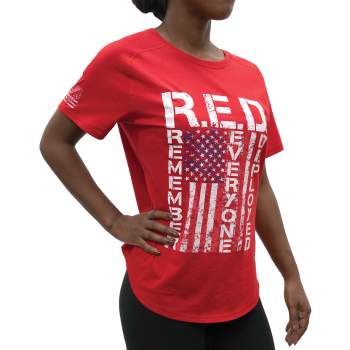 Womens R.E.D. (Remember Everyone Deployed) T-Shirt - Red