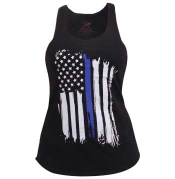 Women Thin Blue Line Flag Racerback Tank Top