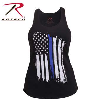 Women Thin Blue Line Flag Racerback Tank Top