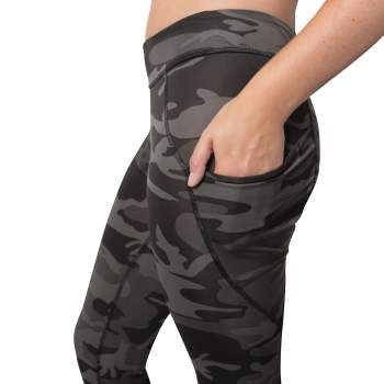 Womens Workout Performance Camo Leggings With Pockets