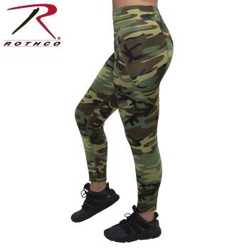 Womens Workout Performance Camo Leggings With Pockets