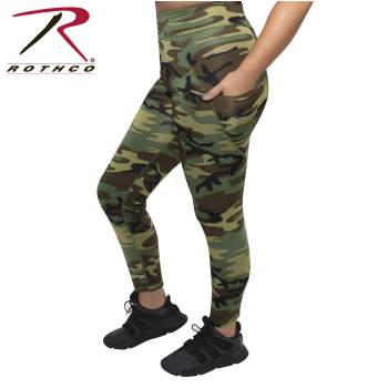 Womens Workout Performance Camo Leggings With Pockets