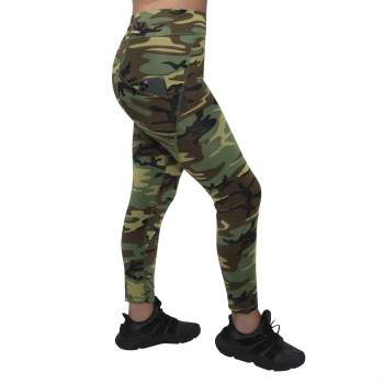 Womens Workout Performance Camo Leggings With Pockets