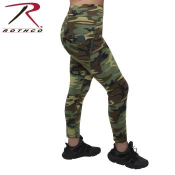 Womens Workout Performance Camo Leggings With Pockets