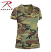 Womens Long Length Camo V-Neck T-Shirt