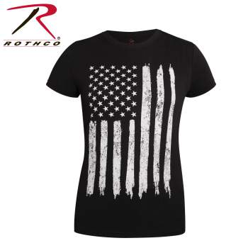 Womens Distressed US Flag Long T-Shirt