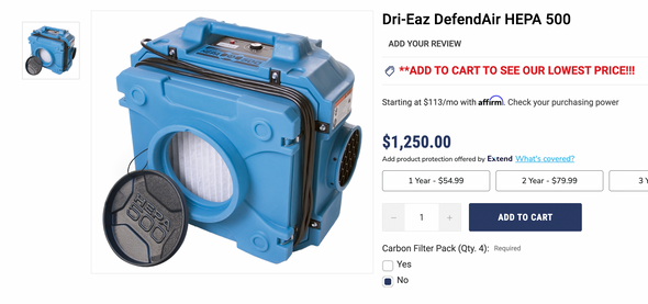 Dri-Eaz Industrial HEPA 500 Air Scrubber - (Free Shipping to LA)