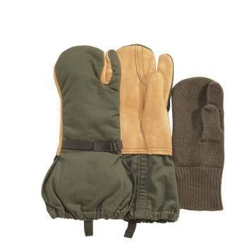 Surplus G.I.  Leather Trigger Finger Mittens w/ Liner