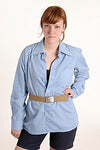 Women's Wing Collar Dress Shirt 1-Pocket Style