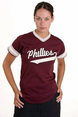 Women's Maroon Baseball Jersey Shirt