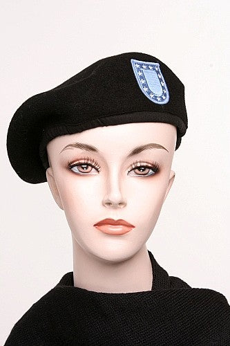 New U.S. Military Black Wool Beret W/Flash