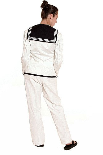 Women's Vintage British 2 Piece White Naval Sailor Uniform