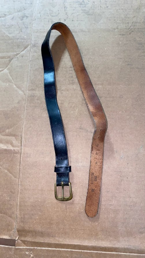 Vintage Leather Belt with Gold Buckle