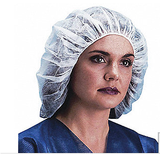 21" White Polypropylene Bouffant Surgical Cap