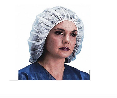 24" White Polypropylene Bouffant Surgical Cap