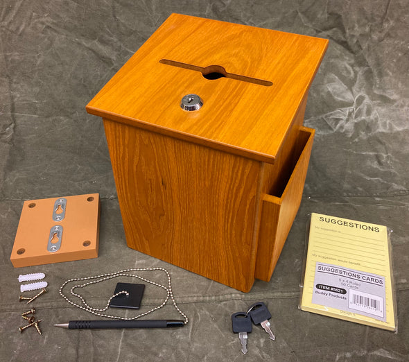 Wooden Ballot / Suggestion Box with Cards, Pen, Lock & Keys - NEW *Great buy*